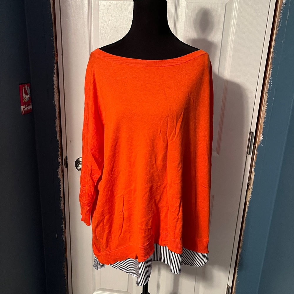 Ralph Lauren Orange with Navy Striped Lightweight Sweater